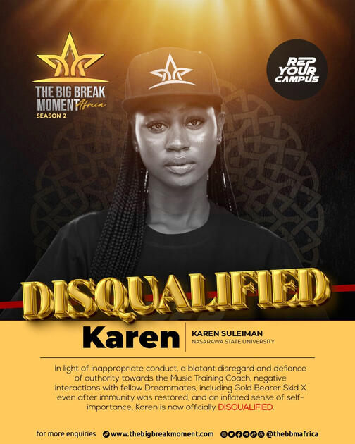 The Big Break Moment Africa: Disqualified: Karen